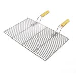 Wiltec grille bbq carr�e 54x34cm acier inoxydable avec poign�e barbecue charbon de bois / � gaz boule ...