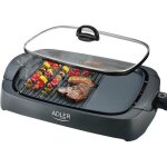 Grill �lectrique adler 3000w - couvercle en verre - 2 zones de cuisson + spatule