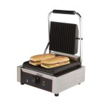 Grill panini �lectrique professionnel inox 1800w - plaques fonte rainur�es - thermostat 0 - 300�c