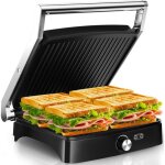 Grill panini multifonction - yashe ouverture 180� plaques antiadh�sives temp�rature r�glable cuisson ...