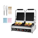 Grill � panini professionnel - vevor - appareil � panini �lectrique 3600 w double presse � sandwich en ...