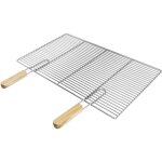Ecd germany grille de barbecue en acier inoxydable 67 x 40 cm rectangulaire avec poign�es en bois