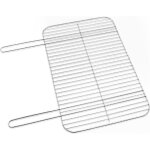 Grille de cuisson rectangulaire plaque grill grillade barbecue charbon bois 60x40cm deux poignees