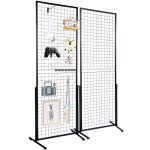 Grille du2019exposition sur pied 2 pcs panneau grille en acier 617x1716 mm charge 27 kg pr�sentoir grillage ...