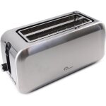 Grille - pain inox 2 fentes longues - trahoo - 4 tranches - tiroir ramasse - miettes - 1450 w - 237 cm ...