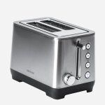 Grille - pain vertical double inox - cecotec - 2 tranches - 1000w - 6 niveaux de puissance