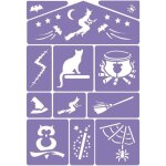 Planches de pochoirs de maquillage - grim tout - lot de 4 - thmes varis - lavables - adhsifs repositionnabl ...