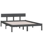 Gris 140 x 190 cm - lit bois - stables et durable - cadre de lit - matelas non inclus - gris bois massif ...