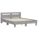 Gris 140x190 cm - lit bois - stables et durable - moderne cadre de lit avec led - sans matelas - sonoma ...