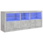 Buffet gris avec lumires led gris bton 162x37x67 cm - meuble de salon - contemporain - design - buffet ...