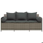 Gris canap� dext�rieur / jardin - sarazyj - canap� de jardin - avec coussins 3 places - gris - r�sine ...