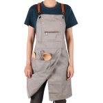 Gris clair - tablier en coton ajustable pour barista poterie jambes fendues robe de barbier uniforme ... Gris clair - tablier en coton ajustable pour barista poterie jambes fendues robe de barbier uniforme ...