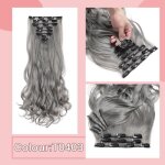 Gris fonc� - 24 pouces - hairro extensions de cheveux synth�tiques ondul�s � clip pour femmes postiches ...