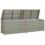 Gris meuble dext�rieur / coffre jardinage - sarazyj - bo�te de rangement de jardin - r�sine tress�e 200x50x60c ...