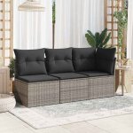 (gris)salon dext�rieur - chaise de jardin - sofa de jardin - sans accoudoirs avec coussins gris poly ...