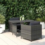 Gris si�ge de jardin - table � d�ner de jardin - 1 pc - gris 110x70x65 cm r�sine tress�e c4675