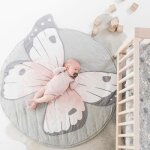 Gris tapis déveil papillon tapis de jeu pour bébé tapis rond en coton doux décoration de salle Gris tapis déveil papillon tapis de jeu pour bébé tapis rond en coton doux décoration de salle