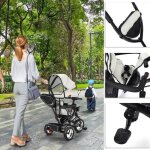 Gris - tricycle evolutif : 4 en 1 avec housse de pluie + roues silencieuses + anti - pincement + panier ...