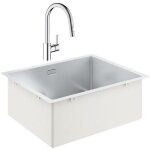 Grohe evier inox 55x45 cm + mitigeur de cuisine feel chrome avec douchette Grohe evier inox 55x45 cm + mitigeur de cuisine feel chrome avec douchette