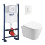 Grohe - pack wc bti autoportant + wc sans bride sat infinitio + abattant softclose + plaque blanc alpin ...