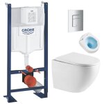 Grohe pack wc b�ti autoportant + wc sans bride tornado quiet sat fusion + abattant softclose + plaque ...