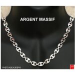 Gros bracelet 21cm grain de caf� en vrai argent massif 925 et large de 10mm avec boite cadeau