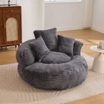 Gros pouf canap� gris fauteuil de sol paresseux pouf confortable en chenille pouf avec trois coussins ...
