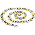 Chane - grains de caf - acier inoxydable - plaqu or - 11mm x 59cm