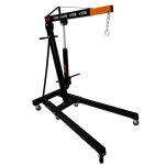 Grue hydraulique - t - mech - palan 1 tonne - 4 positions - pliable - 6 roues robustes Grue hydraulique - t - mech - palan 1 tonne - 4 positions - pliable - 6 roues robustes