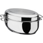 Gsw - 411318 - cocotte - acier inoxydable massif 18 / 10 - 33 cm - 1 couvercle inox + 1 couvercle en ...
