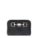 Portefeuille femme guess karnilla logo noir 14x9x3 cm en toile enduite pu