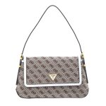 Guess sac  paule bandoulire brun clair brun fonc pour femme - desideria flap shoulder bag beige logo ...