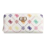 Guess porte - monnaie blanc rose pour femme - emelie logo slg zip around wallet l multi logo 336815