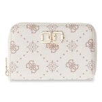 Guess porte - monnaie cr�me taupe pour femme - emelie logo slg zip around wallet m vanilla logo 338364 ...