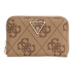 Guess porte - monnaie marron brun clair pour femme - laurel ii slg medium zip around wallet latte logo ...