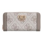 Guess porte - monnaie taupe beige pour femme - karnilla logo large zip around wallet l dark taupe logo ...