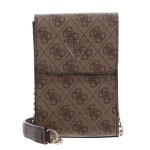 Guess sac  paule bandoulire brun clair marron pour femme - noelle flap chit chat phone bag latte logo ...