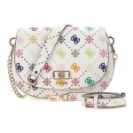 Guess sac � �paule blanc rose pour femme - emelie logo flap shoulder bag multi logo 338219