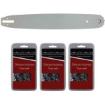 Gt market - guide 40 cm (16 pouces) + lot de 3 chanes 68 maillons - compatible trononneuses stihl ms ...