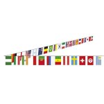 Guirlande 32 pavillons papier drapeaux monde 10m blanc