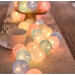 Guirlande de boules de coton lumineuse multicolore - ecelen - lh1023gcdeo05td - a pile - intérieur Guirlande de boules de coton lumineuse multicolore - ecelen - lh1023gcdeo05td - a pile - intérieur