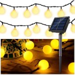 Guirlande cha�ne solaire 5m 20 led jaune lumi�re boule de cristal �tanche 8 modes d�coration jardin maison ...