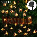 Guirlande dextrieur solaire boule de cristal 50led - rouge - 12m - led intgre