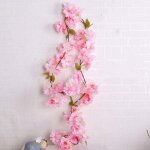 Guirlande de fleurs de cerisier artificielle - zor� - 177 cm - rose - 5 pi�ces - 105 petites fleurs - ...