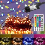 Guirlande led 20 m 200 ampoules multicolores rgb �tanche avec t�l�commande pour int�rieur ext�rieur
