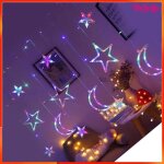 Guirlande lumineuse - akozon - prise ue - �toiles et lunes - led int�gr�e - pour int�rieur