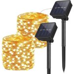 Guirlande lumineuse exterieur solaire - 2 pack - 10m 100 led - �tanche - auto on - off - d�coration lumi�re ...