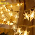 Guirlandes lumineuses 50 led � etoile 5m 2 modes - cha�ne de lumi�re d�coration pour chambre f�te no�l ...