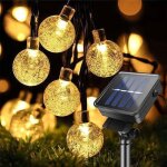 Guirlande lumineuse led solaire - 50 led - mini boule � bulle - 7m 8 modes - blanche chaude