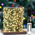 Guirlande lumineuse - 100m - 1000 led - blanc chaud - Étanche - fils de cuivre verts Guirlande lumineuse - 100m - 1000 led - blanc chaud - Étanche - fils de cuivre verts